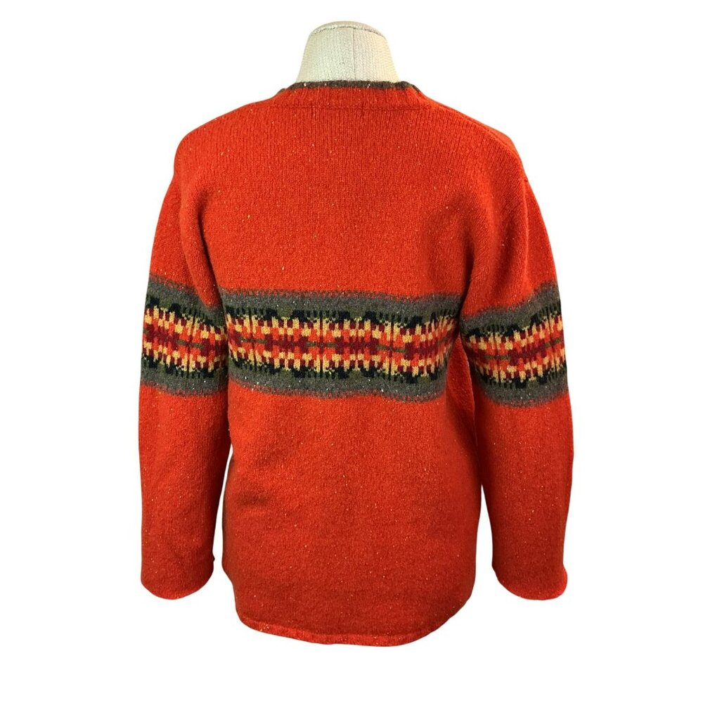 Eddie Bauer 100% Lambswool Fair Isle V-Neck Sweater Womens Medium - Picture 5 of 11